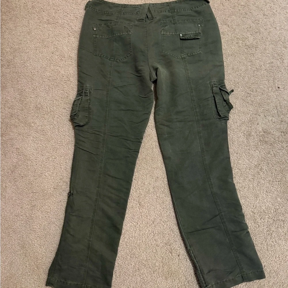 Olive Boot Cut Cargo Pants for Women - Picture 2 of 4